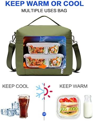 NOL 8L Insulated Lunch Bag for Women, Amy green, Medium(normal))