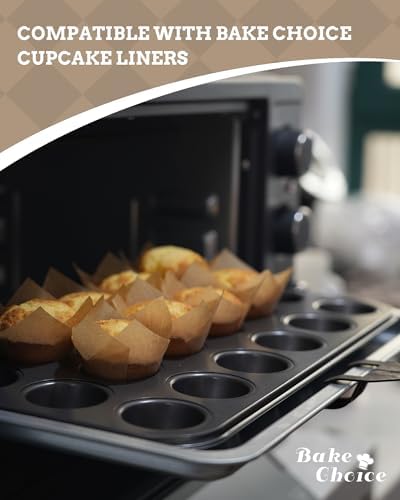 Bake Choice Mini Muffin Pan with 200 Cupcake Liners, Mini Cupcake Pans