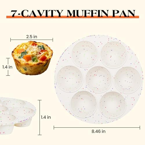 CAKETIME Silicone Muffin Pan for Air Fryer Oven, 7 Cups, 2 Pack
