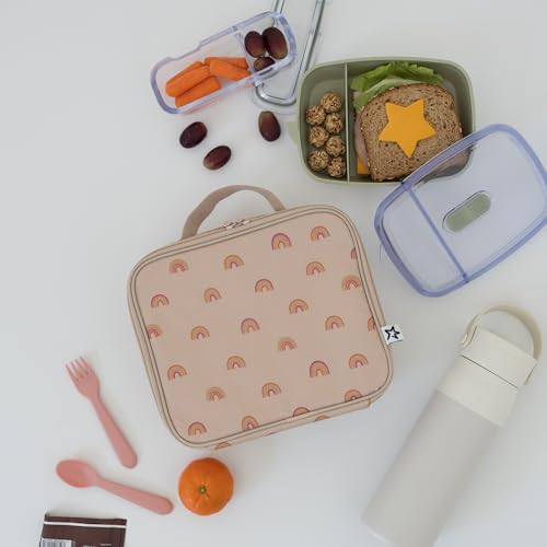 Tiny Twinkle Insulated Lunch Box for Girls and Boys | Durable and Reusable for School & Travel | Ages 3 and Up | Waterproof and Easy to Clean | PFAs and BPA Free（Boho Rainbow）