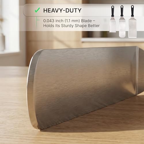 Metal Spatula Griddle Accessories Set - Griddle Scraper Flat Spatula Pancake Flipper Hamburger Turner - Metal Utensil great for BBQ Grill Flat Top Cast Iron Griddle - Commercial Grade