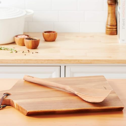 Tovolo Olivewood Angled Turner Spatula, Natural Wood Turner for Cooking & Baking, Wide Flat Edge Pancake Flipper, Safe for Nonstick Pans & Cast Iron Skillets, 12.5" Kitchen Tool
