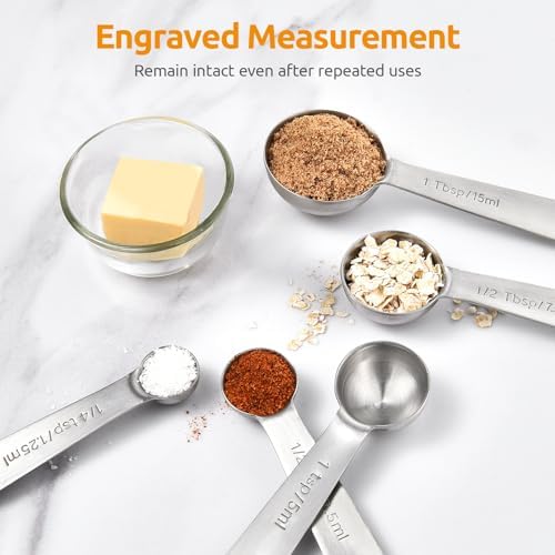 U-Taste 18/8 Stainless Steel Measuring Spoons Set of 5, Teaspoon Tablespoon