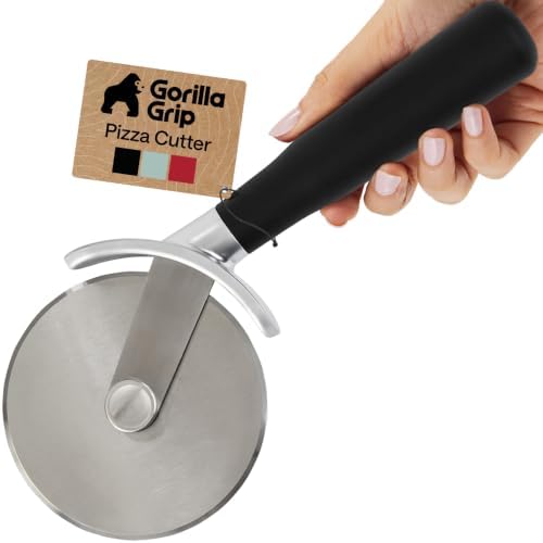 GORILLA GRIP Patented Stainless Steel Large Pizza Cutter Wheel, Black