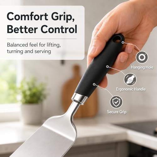 11-Inch Metal Spatula, 304 Stainless Steel Griddle Turner, Black