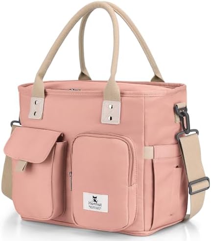 Hafmall Large Lunch Box for Adults, Insulated Lunch Bag, Wide Opening, Pink
