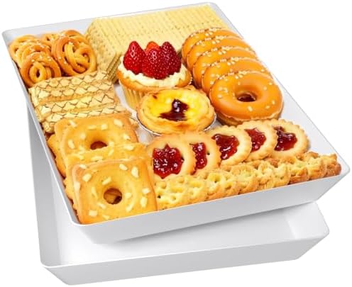 Serving Trays, Serving Platter, Plastic Trays, 2-Pack, White