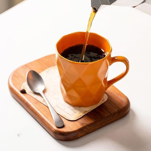 11 Ounce Porcelain Mugs, Set of 6, Tea and Cocoa Mug Set, Orange, Matte