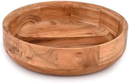 Kaizen Casa Wooden Round Shaped Serving Bowl for Fruit,Dessert Platter Tray Dish Kitchen Dining Fruit,Dessert,Snack