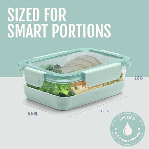 Ello Duraglass Refresh 3.4 Cup Meal Prep Containers, 10 Pc, Garden Goals