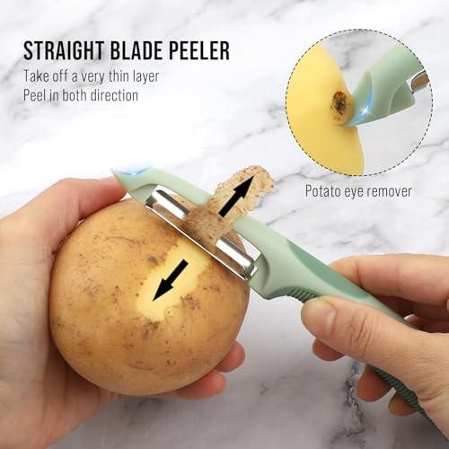 Julienne Peeler Vegetable Peeler with 4.8'' Long Silicone Handle
