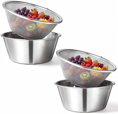 4 Pcs Mini Colander Food Strainer 304 Stainless Steel Fine Mesh Colander