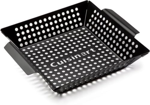 Cuisinart 11" x 11" Non-Stick Grill Wok, Perforated BBQ Grill Basket for Grilling Veggies, Meat & Stir-Fry, Outdoor Grilling Basket for Charcoal and Gas Grills (Pack of 6)