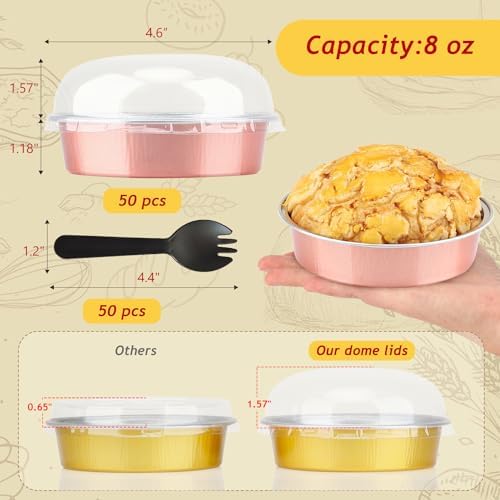 LNYZQUS 8oz Mini Pie Tins with Lids 50 Pack, 4 Inch Individual Cake Pans