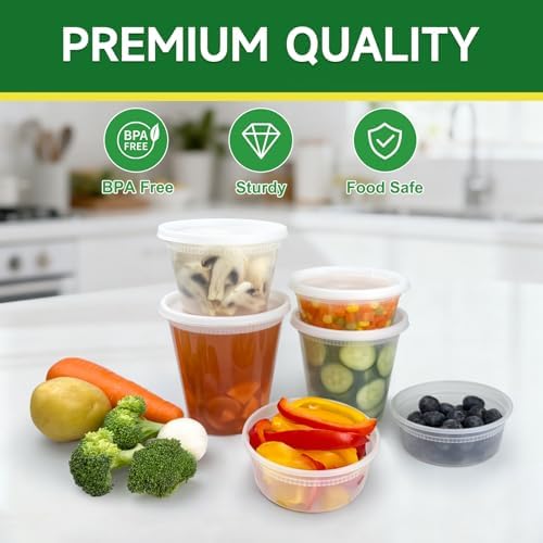 Dealusy 40 Set 32 oz Deli Containers with Lids