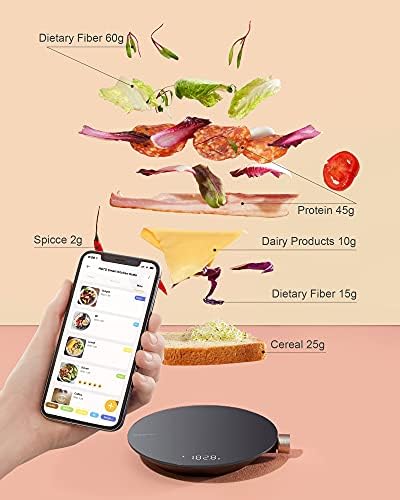HOTO Smart Food Scale, Kitchen Scale, Food Scales Digital Weight Grams and Oz, Coffee Scale, Kitchen Scale with 0.1g High Precise Sensor, Measures in 4 Units (g/ml/oz/lb: oz)，Batteries Not Included
