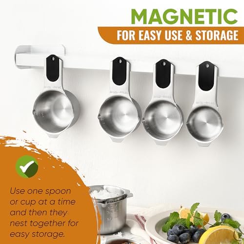 Spring Chef Magnetic Measuring Cups & Spoons Set of 15 with Levelers, Black