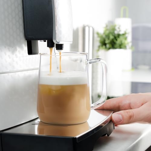 Large Glass Coffee Mugs, 24 oz Glass Coffee Cups Set of 2, Clear Borosilicate Glass Mugs with Handles for Cappuccino, Tea, Latte, Hot/Cold Beverages, Wine, Americano, Smoothies