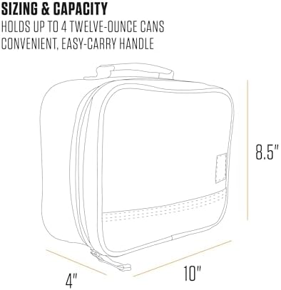 Carhartt Insulated Lunch Cooler For Men and Women, Fully Insulated Lunch Pale for Everyday Use, 4 Can (Black)
