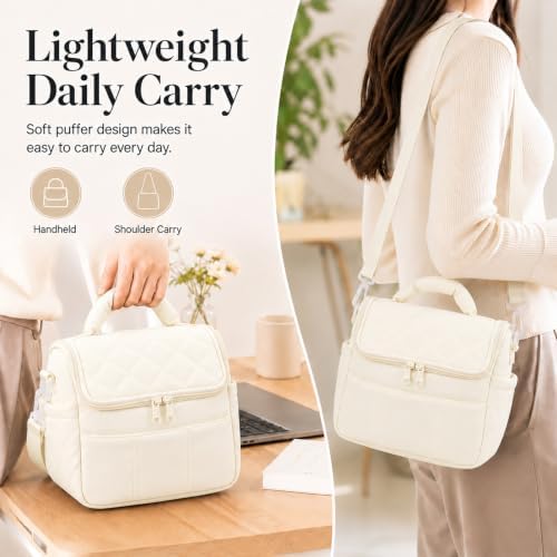 Lunch Bag for Women Small Insulated Lunch Box Quilted Puffer Lunch Tote
