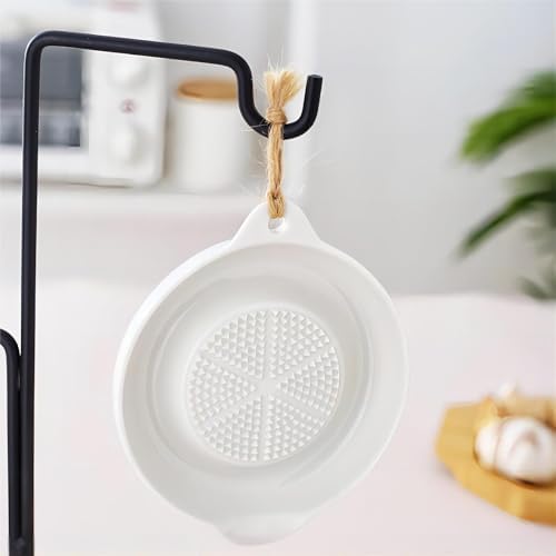 1 Pack Advanced Ceramic Grater Plate for Ginger, Garlic, Onion, Cheese, Lemon, Chocolate, Vegetables and Fruits in Kitchen, White, 4 Inches