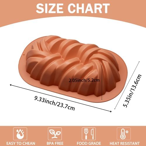 1 Pcs Silicone Cake Molds, Nonstick Bread Loaf Pans for Jello, Bread, Cheese Cake, Pastry, Loaf, Tart Pie, Brownie, Chocolate(Terracotta Color)