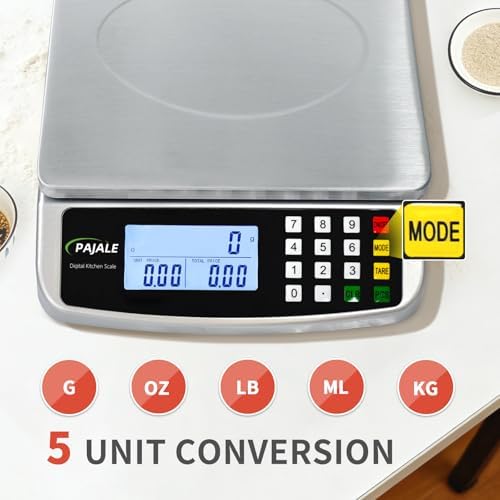 Large Food Scale 110 lb, Commercial Kitchen Scale 50kg with Price Computing, 0.05oz/1g, 304 Stainless Steel Digital Scale for sourdough Bread Baking Cooking Meat Restaurant Vegetables Farm