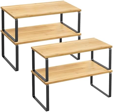 SONGMICS Cabinet Organizer Shelf, Set of 4 Spice Rack, Kitchen Storage