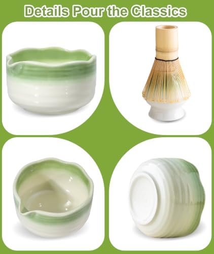 JBER Matcha Set, 7PCS Matcha Whisk Set with Bamboo Whisk for Matcha Starter