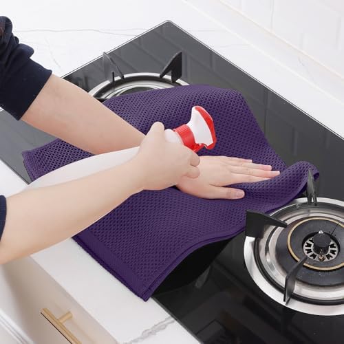 Homaxy 100% Cotton Waffle Weave Kitchen Dish Towels 8-Pack, Eggplant