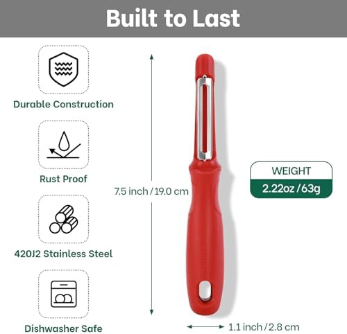 Beneno Swivel Vegetable Peeler, Smooth Peeling Potato Peeler (2, Red)