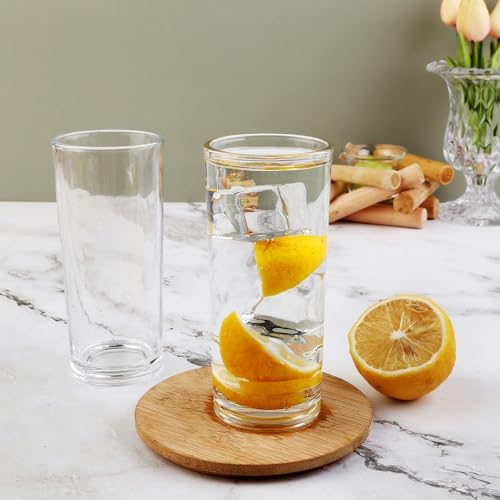 Highball Glasses Set of 6-8oz Tall Water Glasses for Mojito, Whiskey, Cocktails - Clear Drinking Glassware for Kitchen - Tall Drinking Glasses Set for Mixed Drinks (Glass, 6PCS8OZ)