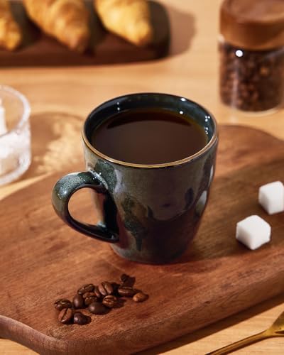 famiware Coffee Mug Set of 4, Ocean Round 11.5oz Coffee Cup Set with Handle