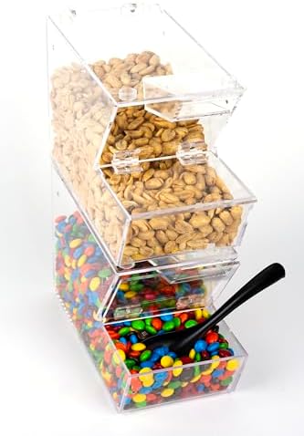 Inevibe 2 Pack Candy Bin Topping Dispenser, Bulk Sprinkle Container (2)