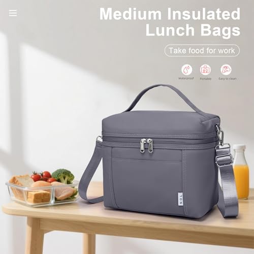 NOL 8L Insulated Lunch Bag for Women, Gray, Medium(normal))