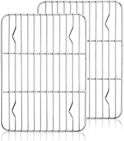 Herogo Mini Cooling Rack Set of 2, Stainless Steel 8.6" x 6.3" Small Baking Rack, Fit Small Toast Oven, for Cooling Grilling Roasting, Rust Resistance