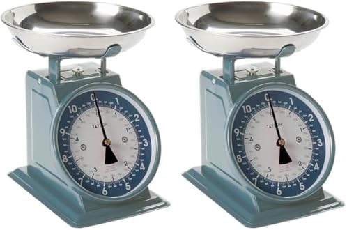 Taylor Mechanical Kitchen Weighing Food Scale with Bowl, Weighs up to 11lbs, Measures in Grams and Ounces, Food Scales for Kitchen, Storm Blue, Mini (Pack of 2)