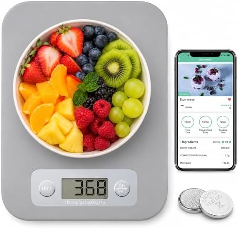 URAMAZ Smart Food Scale with Nutritional Calculator, Digital Kitchen Scale with Bluetooth App for Weight Loss, Food Weight Scale for Diet, Keto, Macro, Calories Counting, Tracking, 11lb