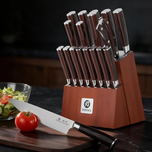 imarku 18-Piece Japanese 10Cr15Co mov High-Carbon Stainless Steel Knife Set
