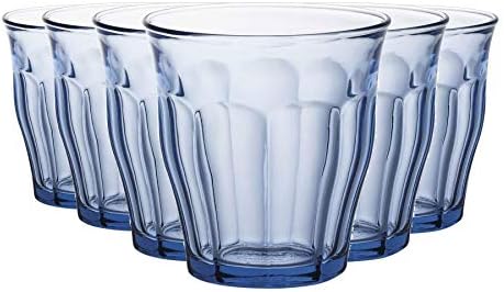 Duralex Made in France Picardie Marine Glass Tumbler Drinking Glasses, 7.75 ounce - Set of 6, Marine Blue