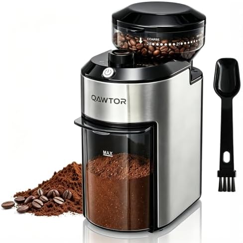 Electric Burr Coffee Grinder with 28 Precise Grind Settings, 2-12 Cup Auto-Stop, Flat Burr Coffee Bean Grinder for French Press, Espresso & Drip Coffee, Professional Coffee Machine for Home Use