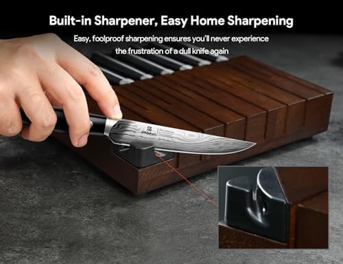 Piklohas Steak Knives Set of 8 with Drawer Organizer Built-in Sharpener