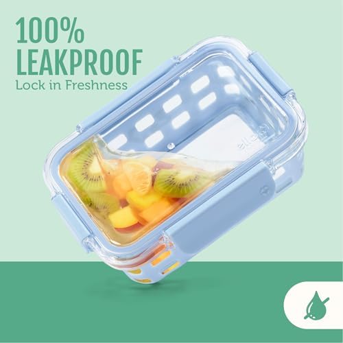 Ello Duraglass 3.4 Cup Glass Meal Prep Containers, Olive Tree,5 Count (Pack of 2)