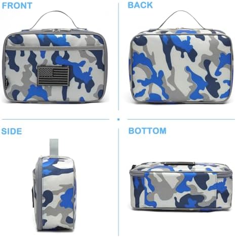 FlowFly Kids Lunch box Insulated Soft Bag Mini Cooler Back to School Thermal Meal Tote Kit for Girls, Boys, Flag