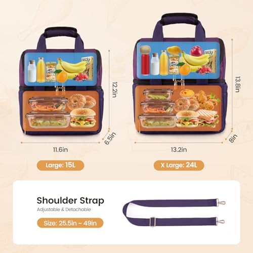 LOVEVOOK Insulated Lunch Box for Women,Large Double Deck Adult Lunch Bag
