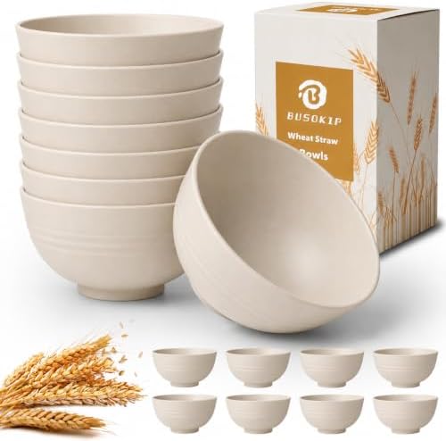 10 OZ Snack Bowl Set of 8, Unbreakable Ice Cream Bowl (Beige)