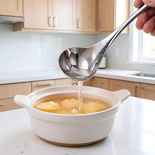 Small Ladle Spoon for Gravy, 8" 304 Stainless Steel Ladle with Hollow Handle,1-Pack