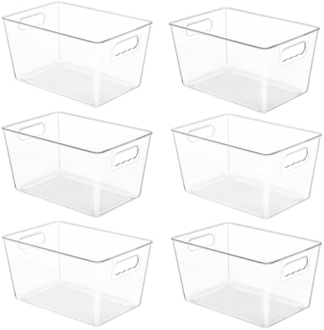 YIHONG 36 Pack Clear Pantry Organizer Bins, Plastic Containers with Handle for Kitchen,Freezer,Cabinet,Closet,Bathroom Under Sink Storage