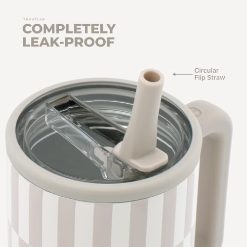 HydroJug Traveler 32oz, Insulated Tumbler with Handle & Straw, Latte