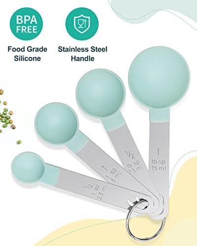 Measuring Cups and Spoons Set of 8 Pieces, nesting measuring cups for Measuring Dry or Liquid Ingredients, Stainless Steel Handle, Kitchen Gadgets for Cooking & Baking